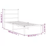 fekete fém ágykeret fejtámlával 75 x 190 cm