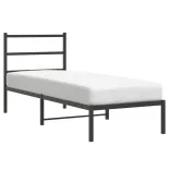 fekete fém ágykeret fejtámlával 80 x 200 cm