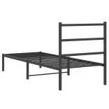 fekete fém ágykeret fejtámlával 80 x 200 cm