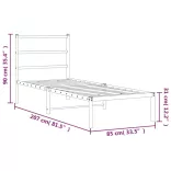 fekete fém ágykeret fejtámlával 80 x 200 cm