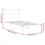 fekete fém ágykeret fejtámlával 90 x 190 cm