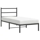 fekete fém ágykeret fejtámlával 90 x 200 cm