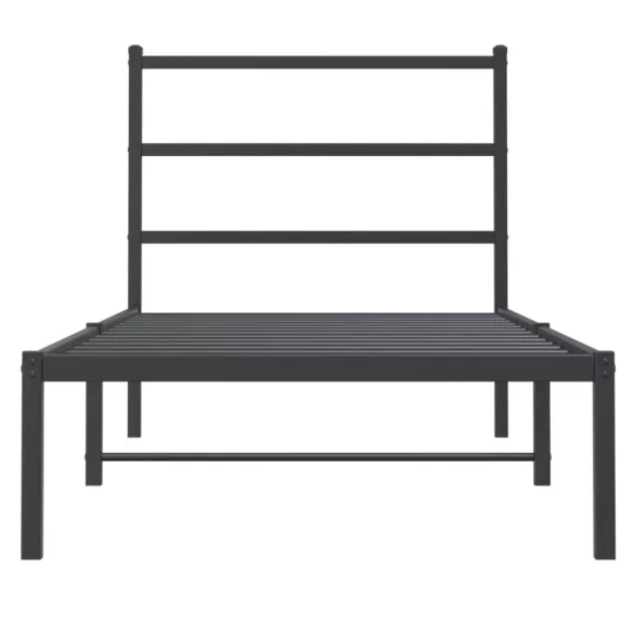 fekete fém ágykeret fejtámlával 90 x 200 cm