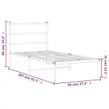fekete fém ágykeret fejtámlával 90 x 200 cm