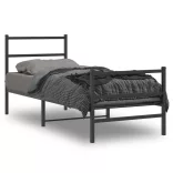 fekete fém ágykeret fej- és lábtámlával 75 x 190 cm
