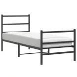 fekete fém ágykeret fej- és lábtámlával 75 x 190 cm
