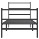 fekete fém ágykeret fej- és lábtámlával 75 x 190 cm