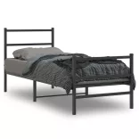 fekete fém ágykeret fej- és lábtámlával 80 x 200 cm