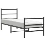 fekete fém ágykeret fej- és lábtámlával 80 x 200 cm