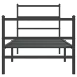 fekete fém ágykeret fej- és lábtámlával 80 x 200 cm