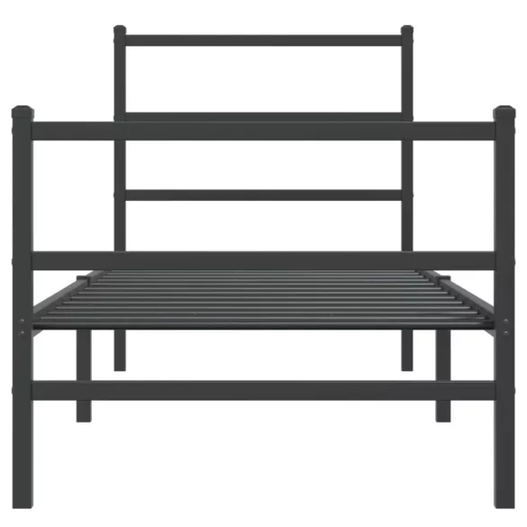 fekete fém ágykeret fej- és lábtámlával 80 x 200 cm