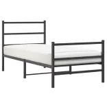 fekete fém ágykeret fej- és lábtámlával 90 x 190 cm