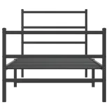 fekete fém ágykeret fej- és lábtámlával 90 x 190 cm