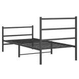 fekete fém ágykeret fej- és lábtámlával 90 x 190 cm