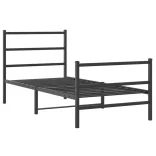 fekete fém ágykeret fej- és lábtámlával 90 x 200 cm