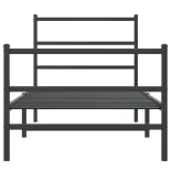 fekete fém ágykeret fej- és lábtámlával 90 x 200 cm