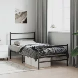 fekete fém ágykeret fej- és lábtámlával 100 x 200 cm