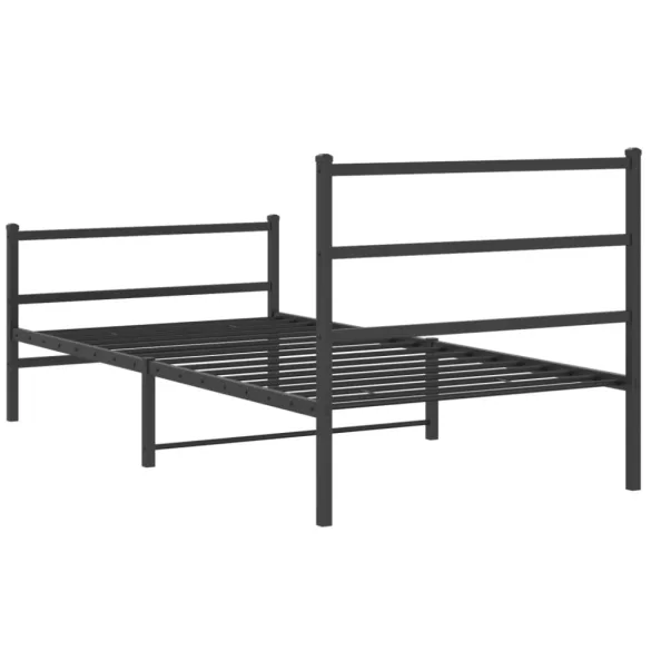 fekete fém ágykeret fej- és lábtámlával 100 x 200 cm