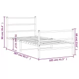 fekete fém ágykeret fej- és lábtámlával 100 x 200 cm