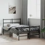 fekete fém ágykeret fej- és lábtámlával 120 x 200 cm