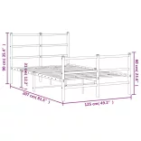 fekete fém ágykeret fej- és lábtámlával 120 x 200 cm