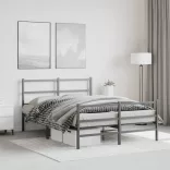 fekete fém ágykeret fej- és lábtámlával 135 x 190 cm