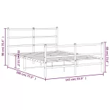 fekete fém ágykeret fej- és lábtámlával 135 x 190 cm