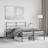 fekete fém ágykeret fej- és lábtámlával 140 x 190 cm