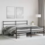 fekete fém ágykeret fej- és lábtámlával 193 x 203 cm