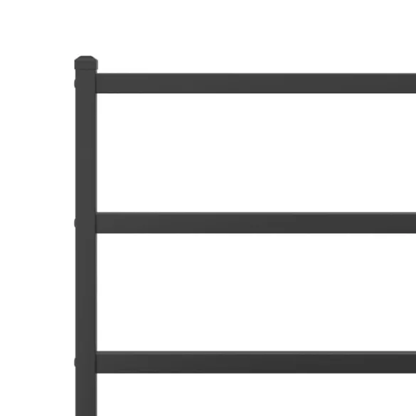 fekete fém ágykeret fej- és lábtámlával 200 x 200 cm