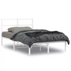 fehér fém ágykeret fejtámlával 120x190 cm