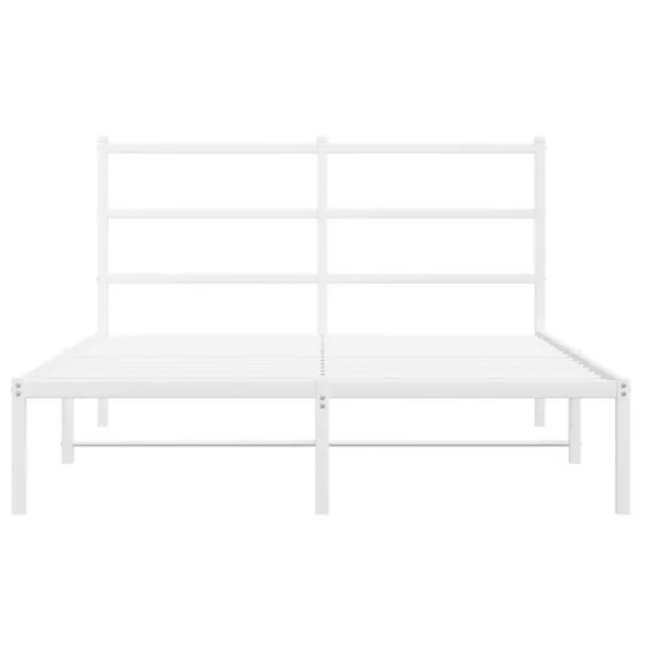 fehér fém ágykeret fejtámlával 135 x 190 cm