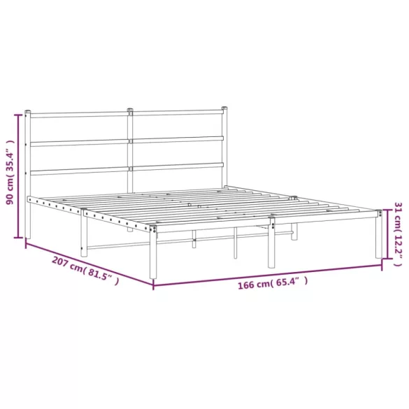 fehér fém ágykeret fejtámlával 160 x 200 cm
