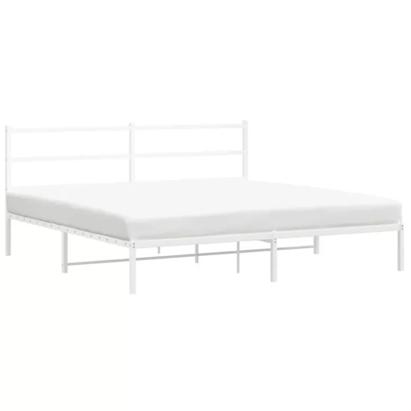 fehér fém ágykeret fejtámlával 193 x 203 cm