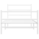 fehér fém ágykeret fej- és lábtámlával 100 x 190 cm