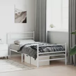 fehér fém ágykeret fej- és lábtámlával 100 x 200 cm