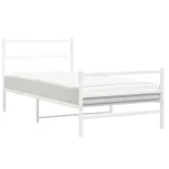 fehér fém ágykeret fej- és lábtámlával 100 x 200 cm