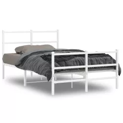 fehér fém ágykeret fej- és lábtámlával 120 x 200 cm
