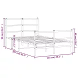 fehér fém ágykeret fej- és lábtámlával 120 x 200 cm
