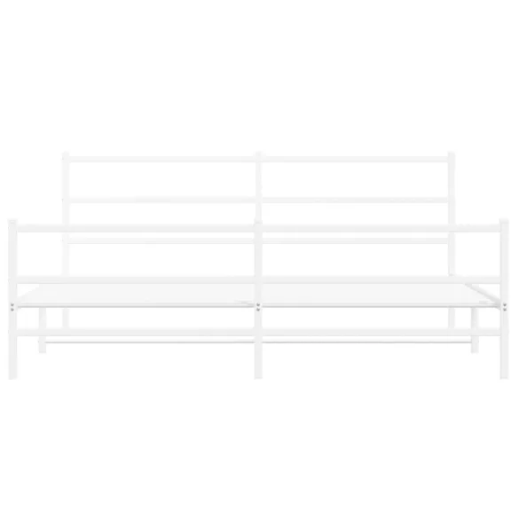fehér fém ágykeret fej- és lábtámlával 200 x 200 cm