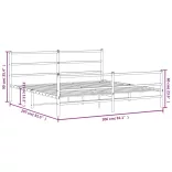 fehér fém ágykeret fej- és lábtámlával 200 x 200 cm