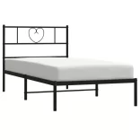 fekete fém ágykeret fejtámlával 75 x 190 cm