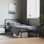fekete fém ágykeret fejtámlával 100 x 190 cm