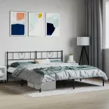 fekete fém ágykeret fejtámlával 180 x 200 cm