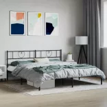 fekete fém ágykeret fejtámlával 183 x 213 cm