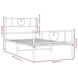 fekete fém ágykeret fej- és lábtámlával 80 x 200 cm