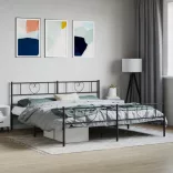 fekete fém ágykeret fej- és lábtámlával 183 x 213 cm