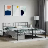 fekete fém ágykeret fej- és lábtámlával 193 x 203 cm