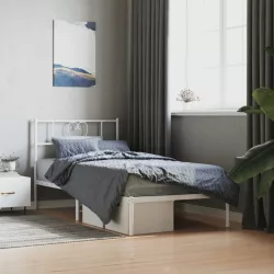fehér fém ágykeret fejtámlával 90x190 cm