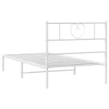 fehér fém ágykeret fejtámlával 90x200 cm